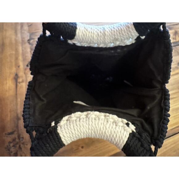 Laude The Label X Curateur Gabby Macrame Bag Handbag Off-White/Black Stripe NWT - Picture 9 of 10